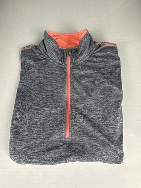 Nike Blue Heather Quarter-Zip Pullover with Coral Trim
